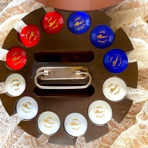 1971 Ford Pinto intro red white & blue poker chip set in lazy Susan caddy